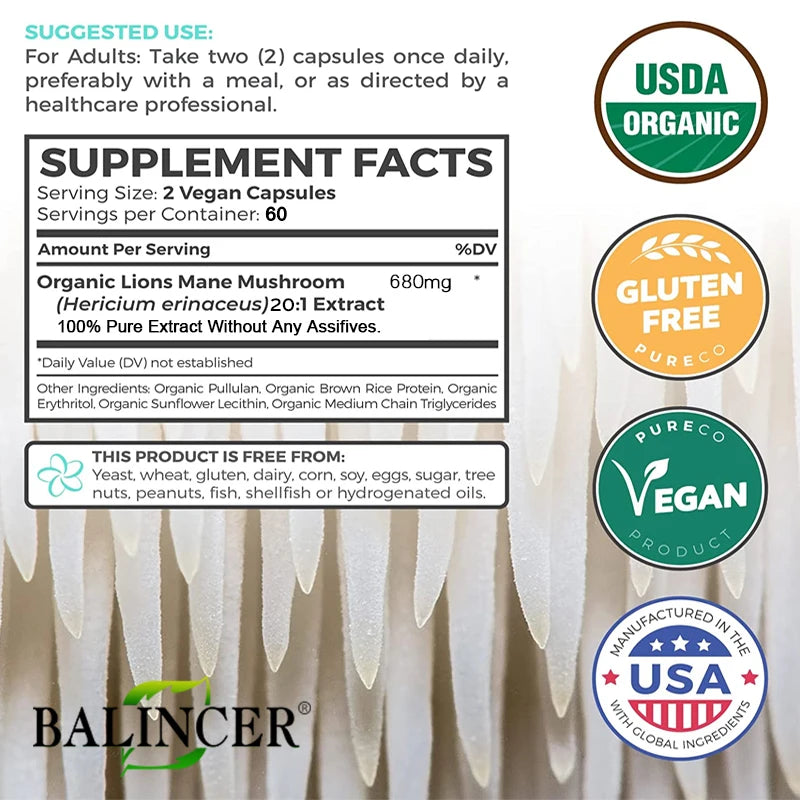 Lion's Mane Mushroom Extract Supplement